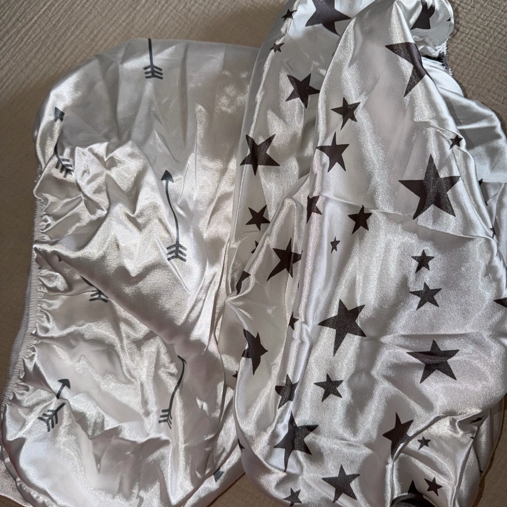 Silver Star and Arrow Satin Bassinet Covers/Sheets
